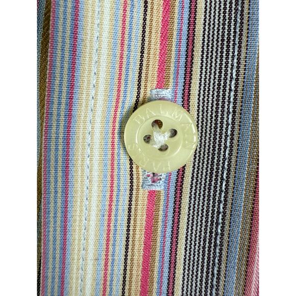 Balmain Paris Striped Luxery Button Up Dress Shirt Pink Multicolor Men 17 1/2 44 - Picture 3 of 11